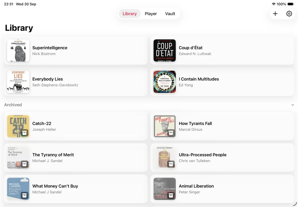 Archived books on iPad