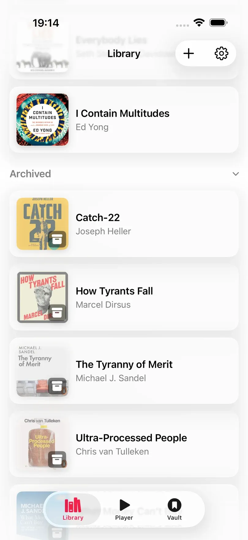 Archived books on iPhone