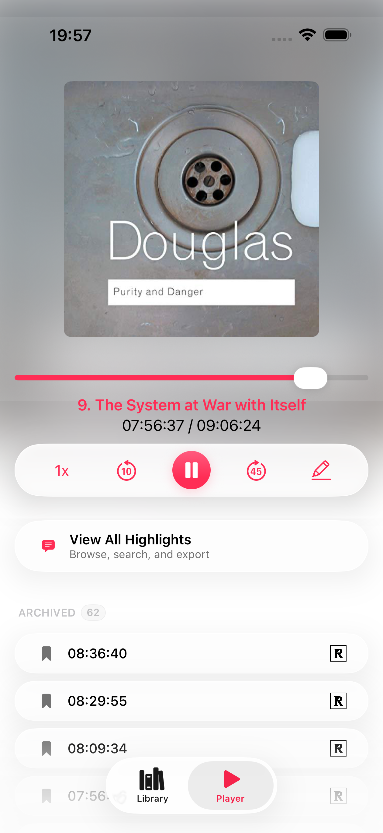 Annologue player screen with highlights visible