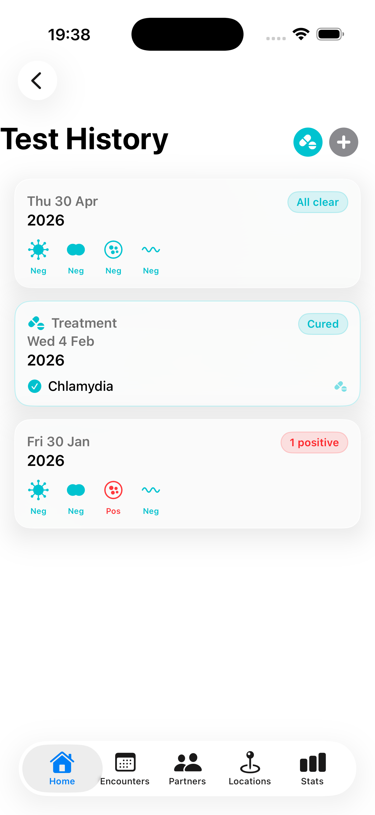 SixtyNineMSM test history with results, treatment and baseline reset